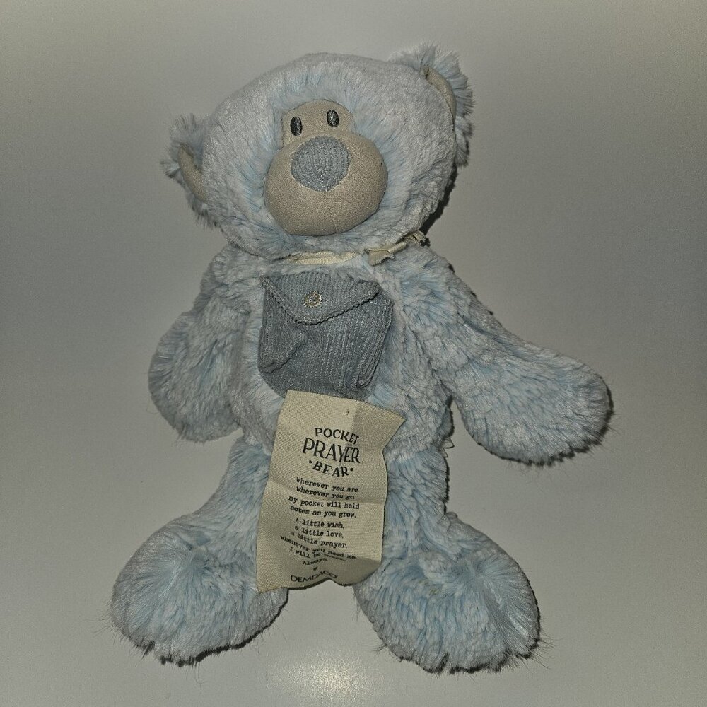 Demdaco Blue Pocket Prayer Bear Plush Stuffed Animal Teddy SOFT
